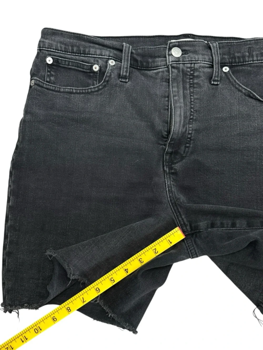 Madewell High-Rise Denim Mid-Length Shorts Washed Black Denim Cutoff Bermuda 31 - Picture 5 of 9
